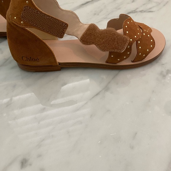 Chloe NIB Girls EU 33 Suede Studded Sandals - Picture 6 of 9